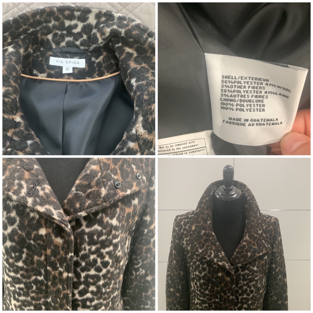 NWOT Via Spiga Leopard Print Coat size 12 - Picture 13 of 17
